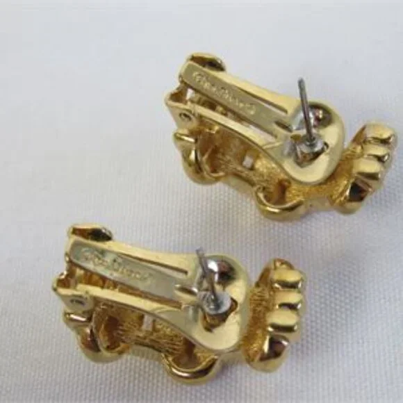 Christian Dior Gold Tone Half Hoop Earrings - Picture 3 of 8